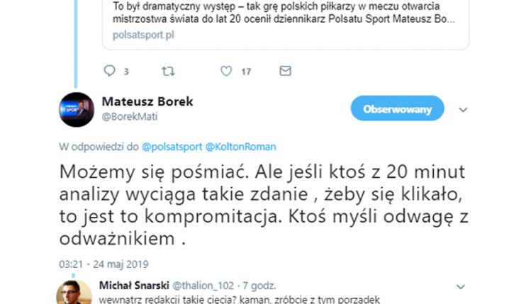 Mateusz Borek KRYTYKUJE tytuł portalu ''Polsat Sport''